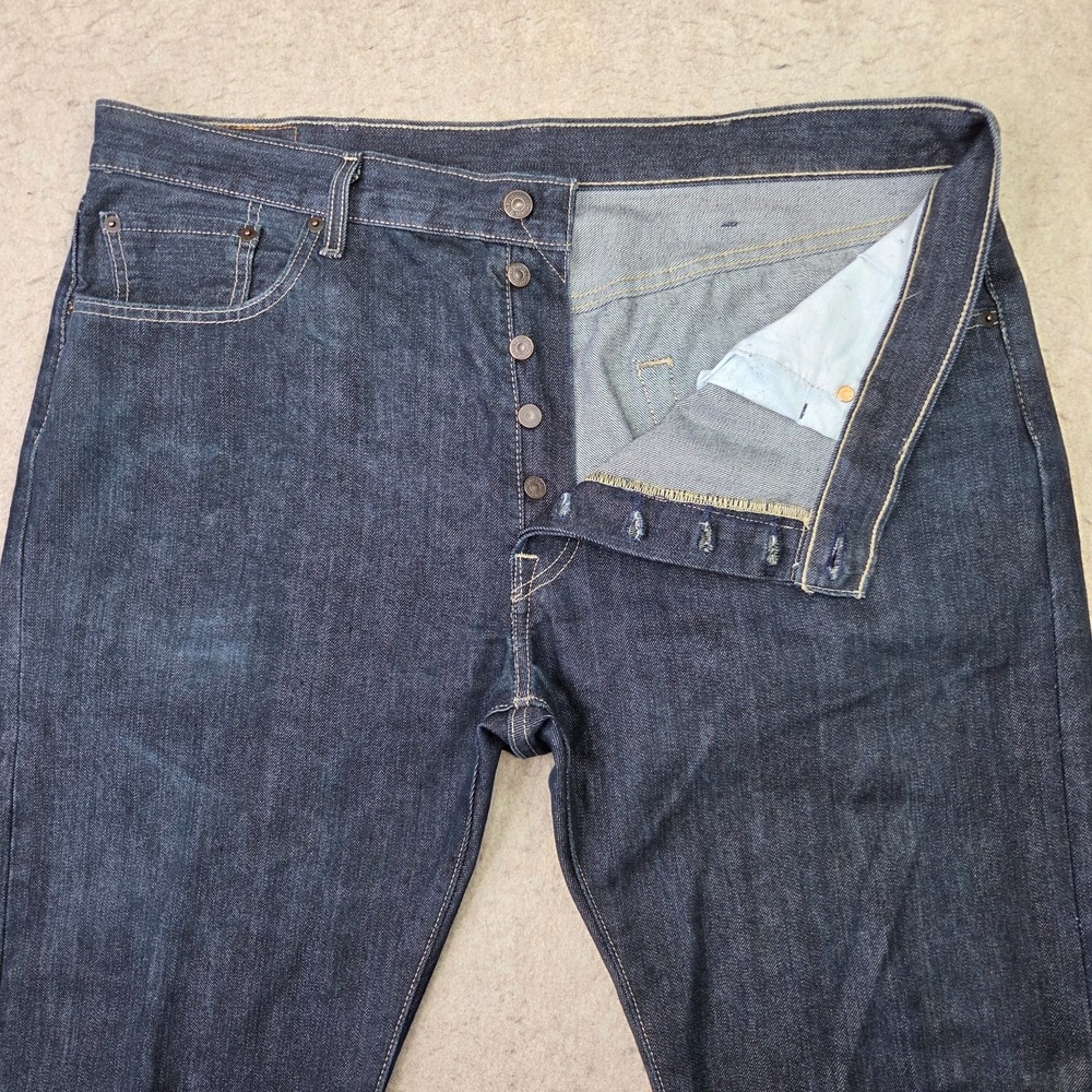 Levi's 501 Straight Leg Jeans Mens 38x32 Blue Dark Wash Denim Button Fly